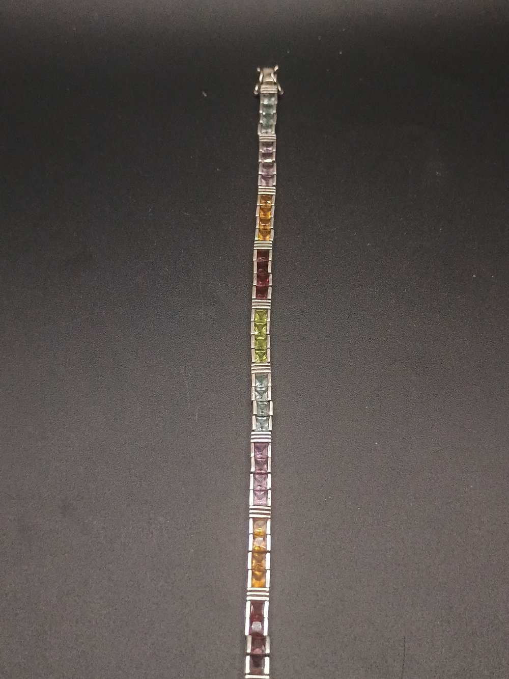 Rainbow Gemstone Sterling Tennis Bracelet